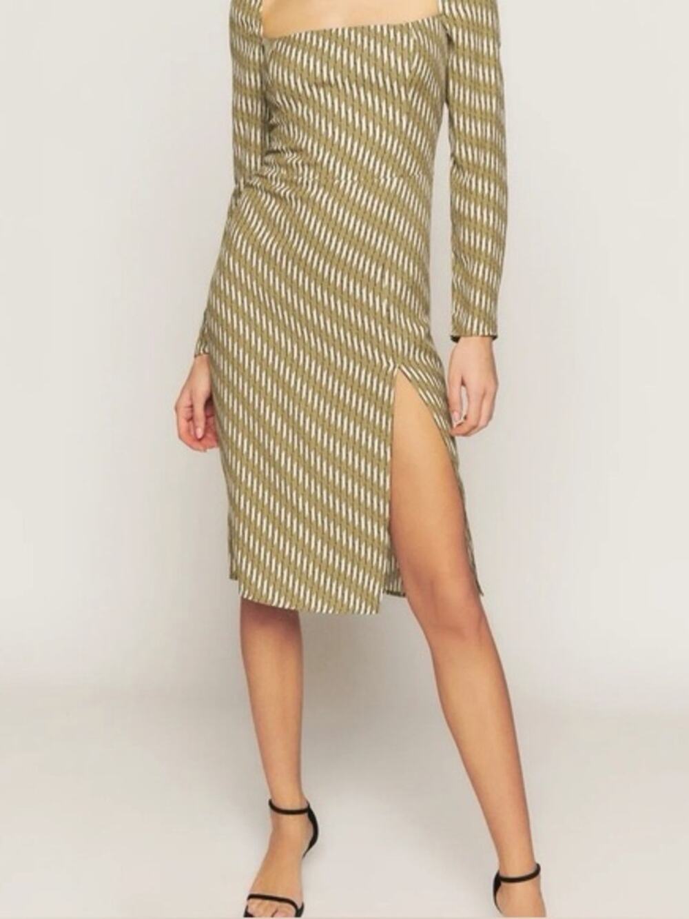Reformation Long Sleeve Midi Dress Peyton In Linoleum Size 10